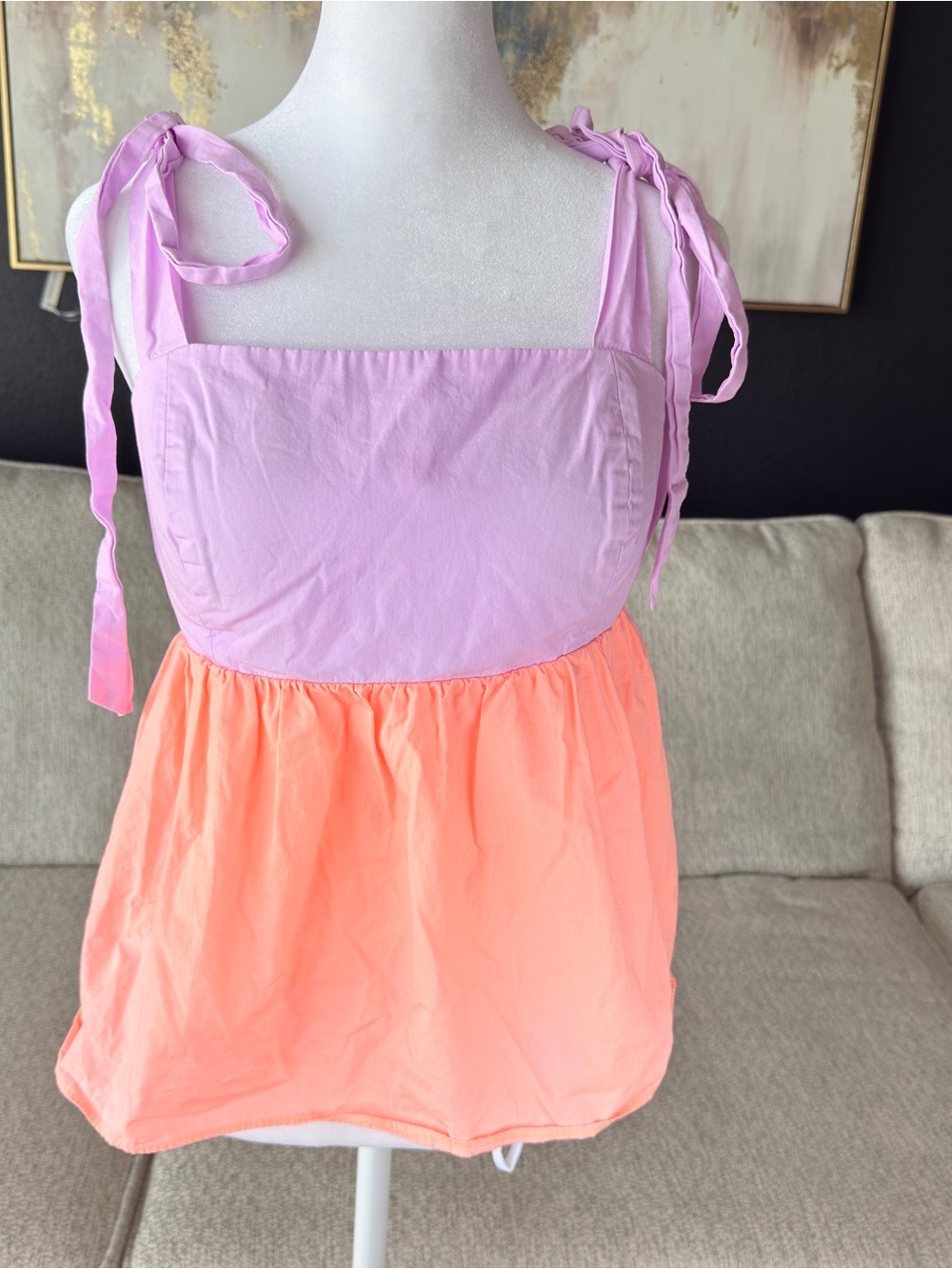 Lilly Pulitzer Lilac and Peach Tie-Shoulder Colorblock Camisole